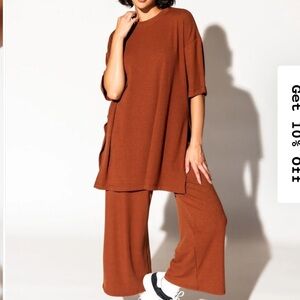 Dressed In LALA Rust Orange Top and Pants Set